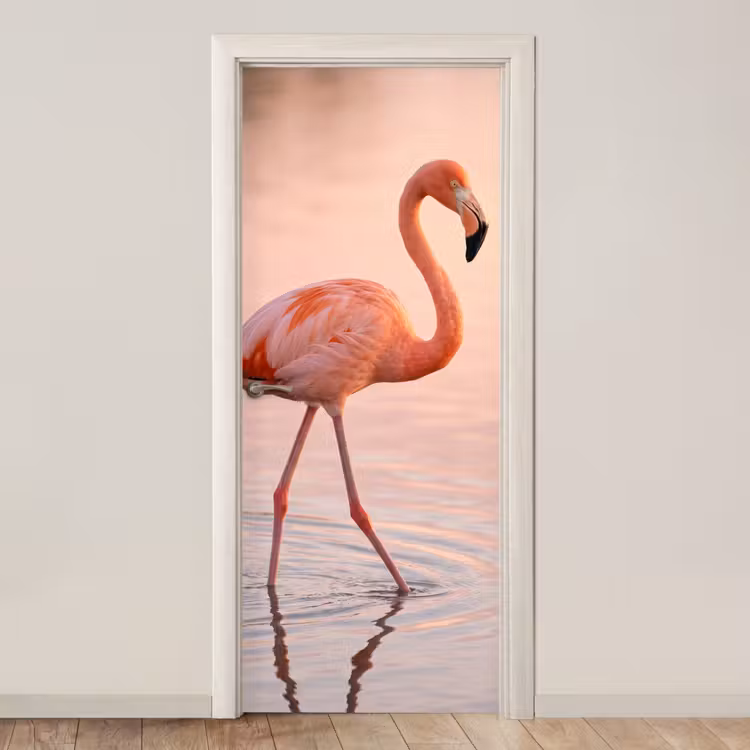Deursticker - Flamingo - Water - Roze — 1