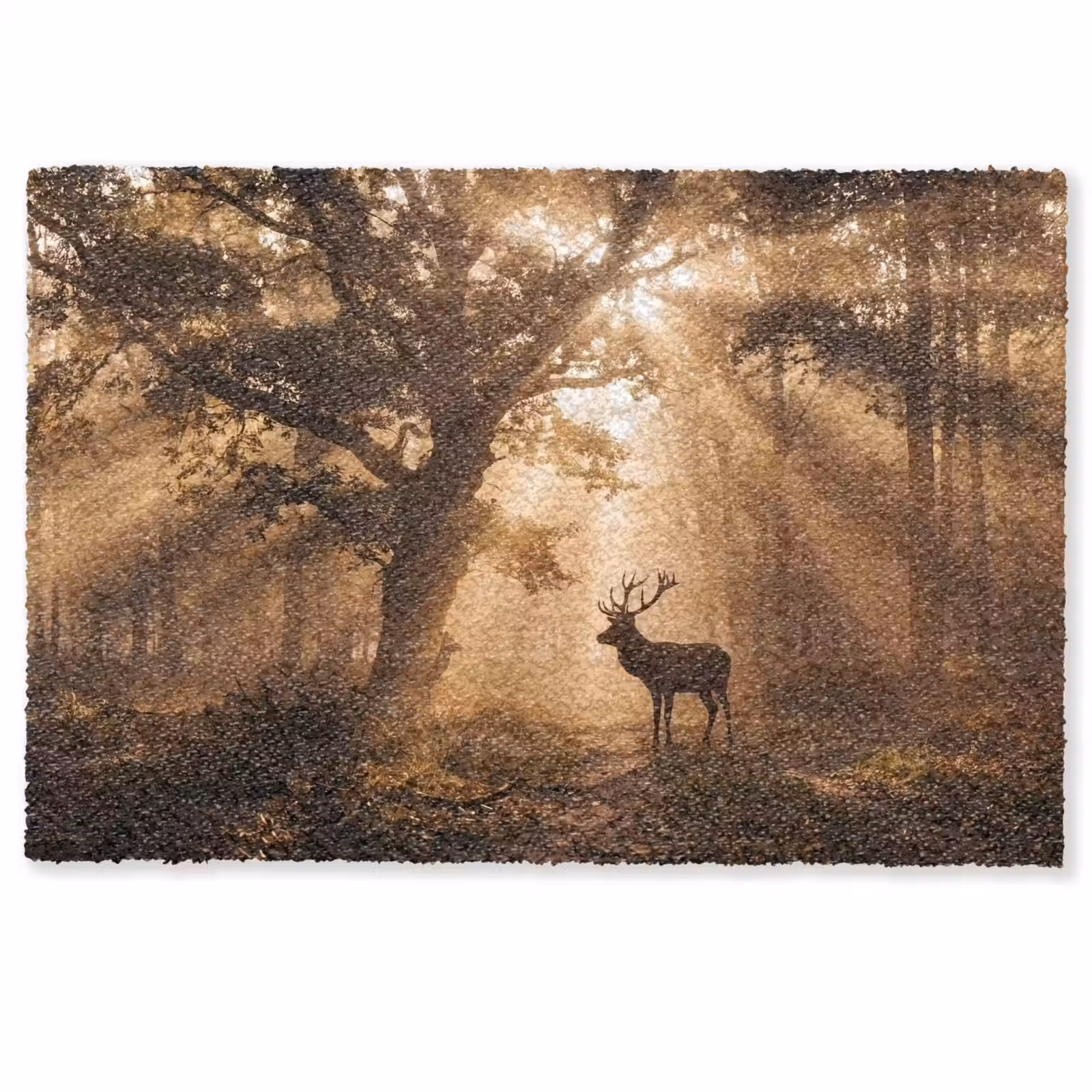Deurmat - Hert - Bos - Mistig - Natuur - Goud — 1