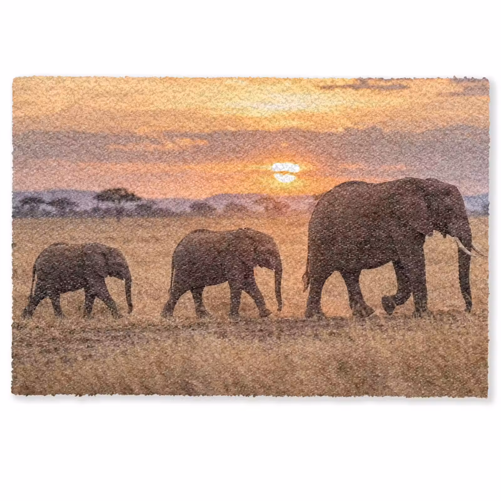 Deurmat - Olifanten - Savanne - Zonsondergang - Afrika - Warm — 1
