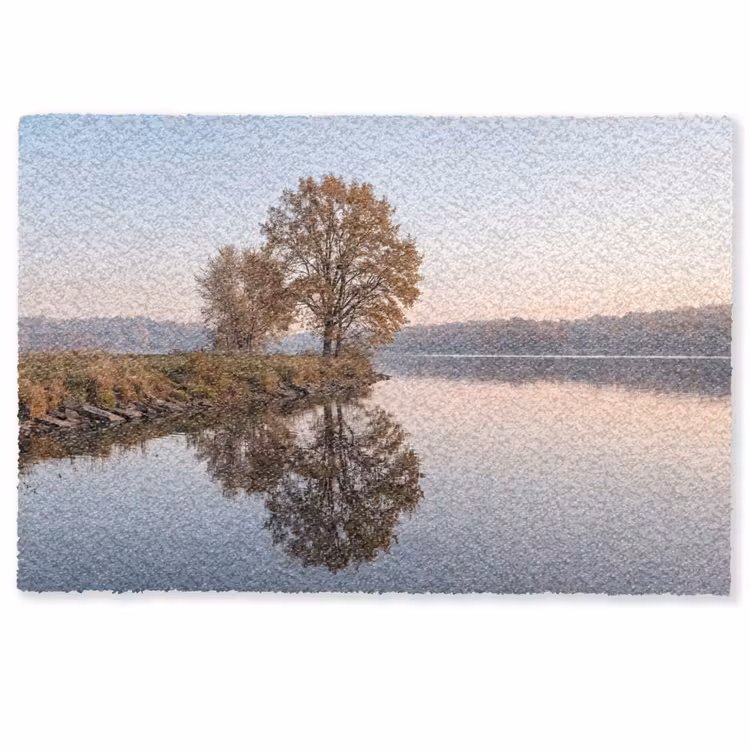 Deurmat - Bomen - Reflectie - Water - Zonsopgang - Serene — 1