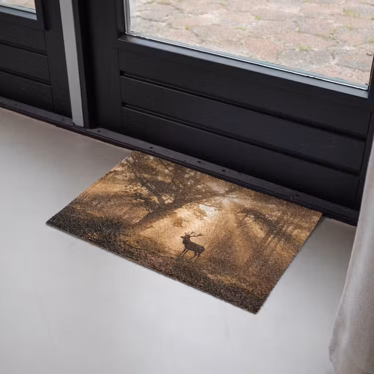 Deurmat - Hert - Bos - Mistig - Natuur - Goud — 2