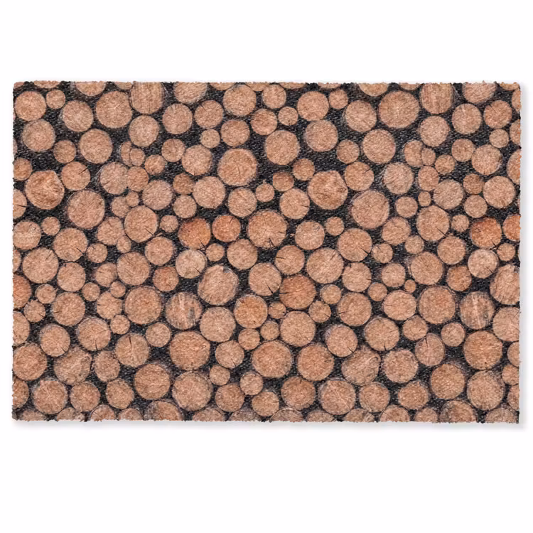 Deurmat - Houtblokken - Textuur - Patroon - Bruin - Rustiek — 1
