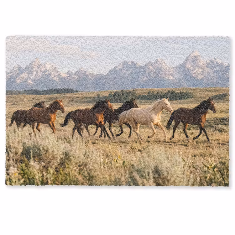 Deurmat - Paarden - Kudde - Bergen - Vrijheid - Wild — 1