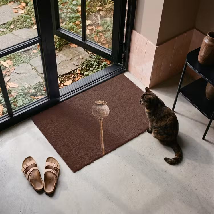 Deurmat - Papaverbol - Droogbloem - Bruin - Minimalistisch — 2