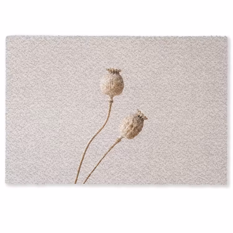 Deurmat - Papaverbollen - Droogbloemen - Minimalistisch - Beige - Rustig — 1