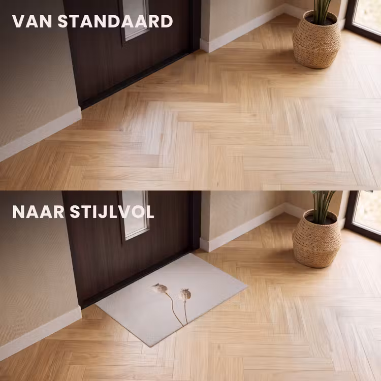 Deurmat - Papaverbollen - Droogbloemen - Minimalistisch - Beige - Rustig — 3