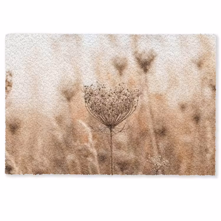Deurmat - Schermbloem - Droogbloem - Winter - Beige - Minimalistisch — 1
