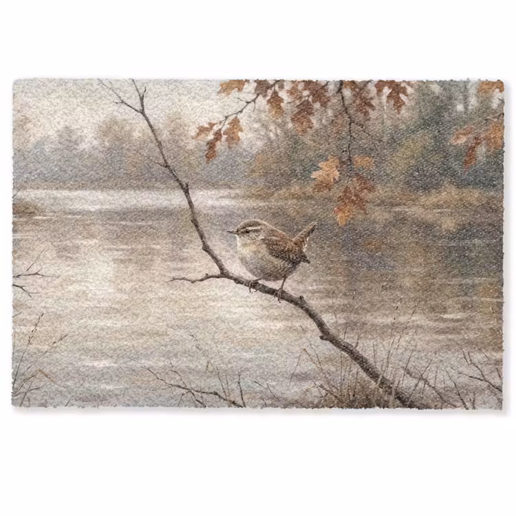 Deurmat - Winterkoninkje - Tak - Rivier - Natuur - Sfeervol — 1