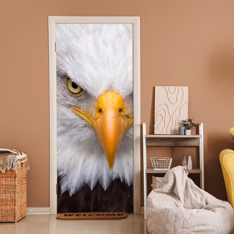 Deursticker - Amerikaans - Zeearend - Portret - Geel — 2