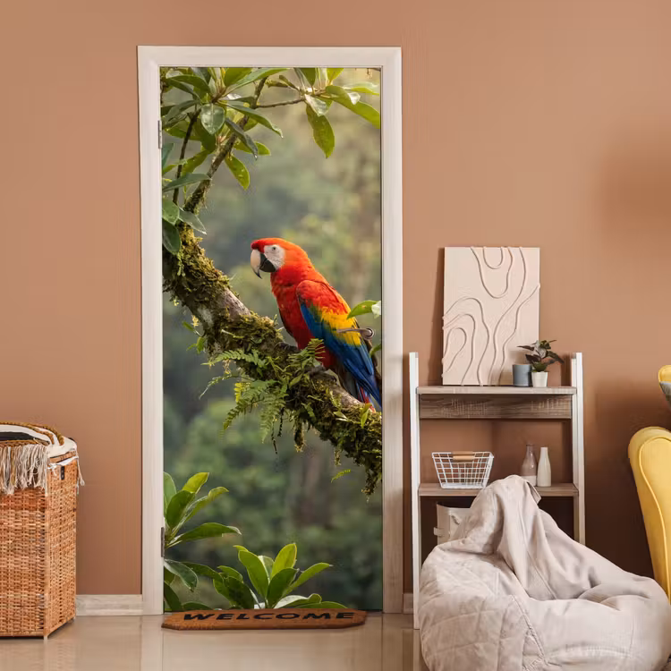 Deursticker - Ara - Jungle - Rood — 2