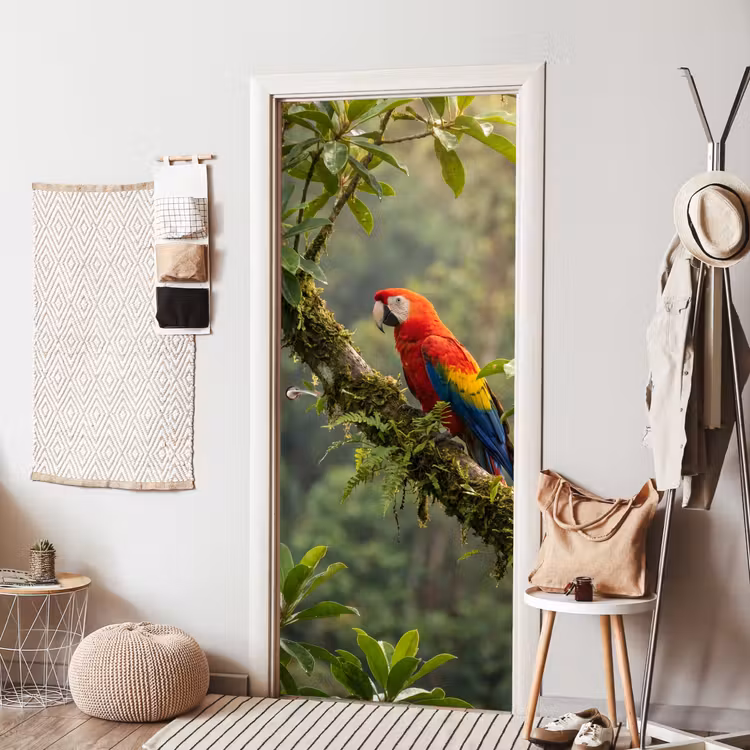 Deursticker - Ara - Jungle - Rood — 8