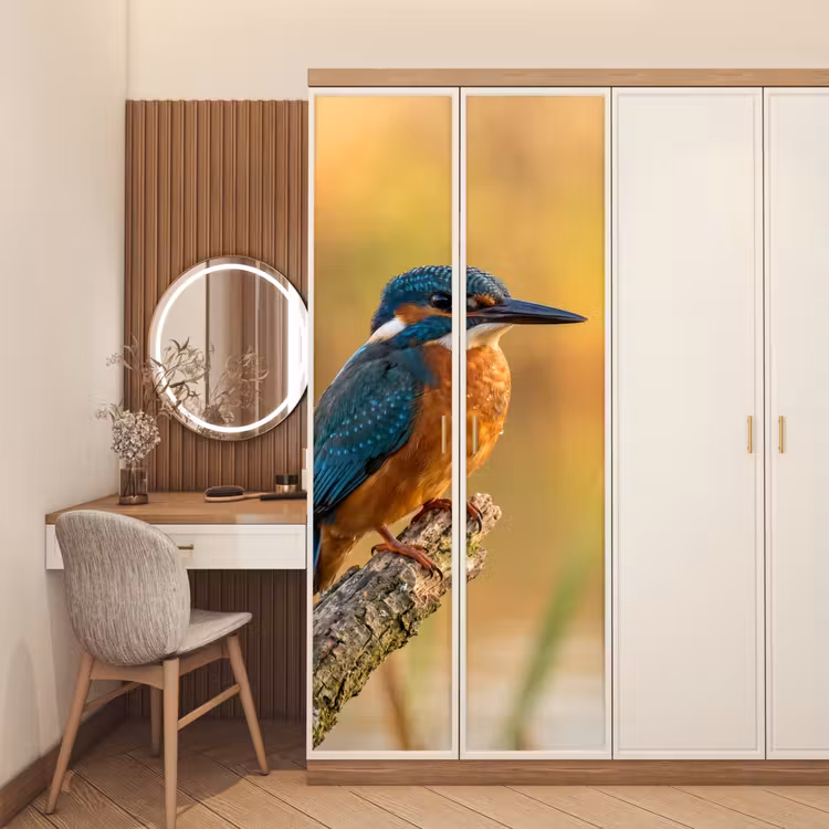 Deursticker - IJsvogel - Tak - Water - Kleurrijk - Levendig — 5