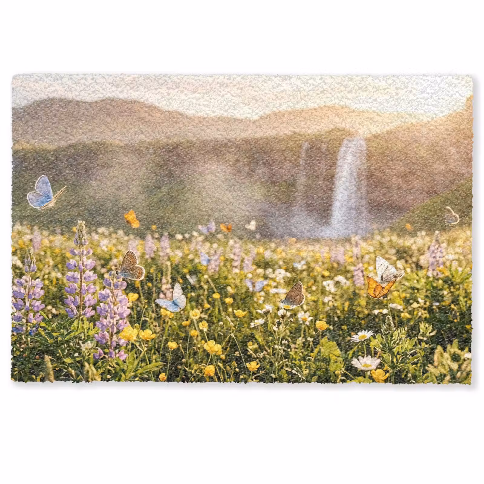 Deurmat - Vlinders - Waterval - Bloemenveld — 1