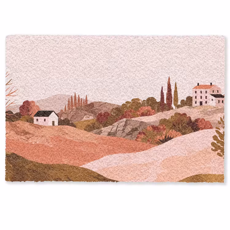 Deurmat - Heuvellandschap - Grafisch - Terracotta — 1