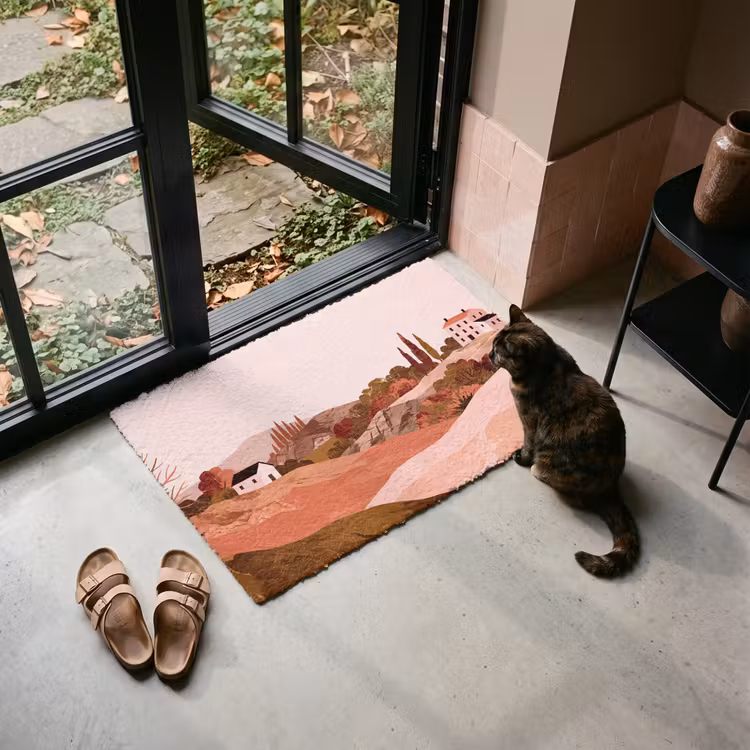Deurmat - Heuvellandschap - Grafisch - Terracotta — 2