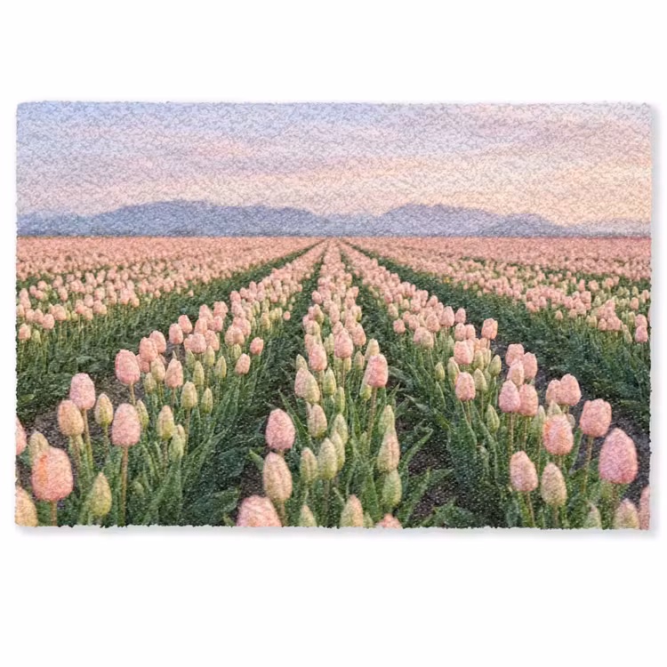 Deurmat - Tulpen - Landschap - Roze — 1