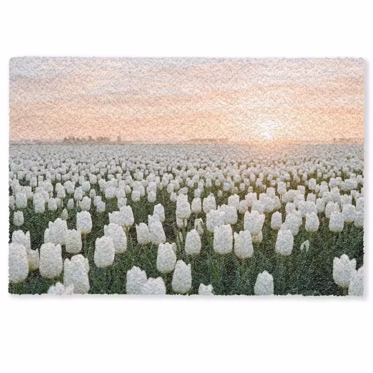 Deurmat - Tulpen - Landschap - Wit — 1