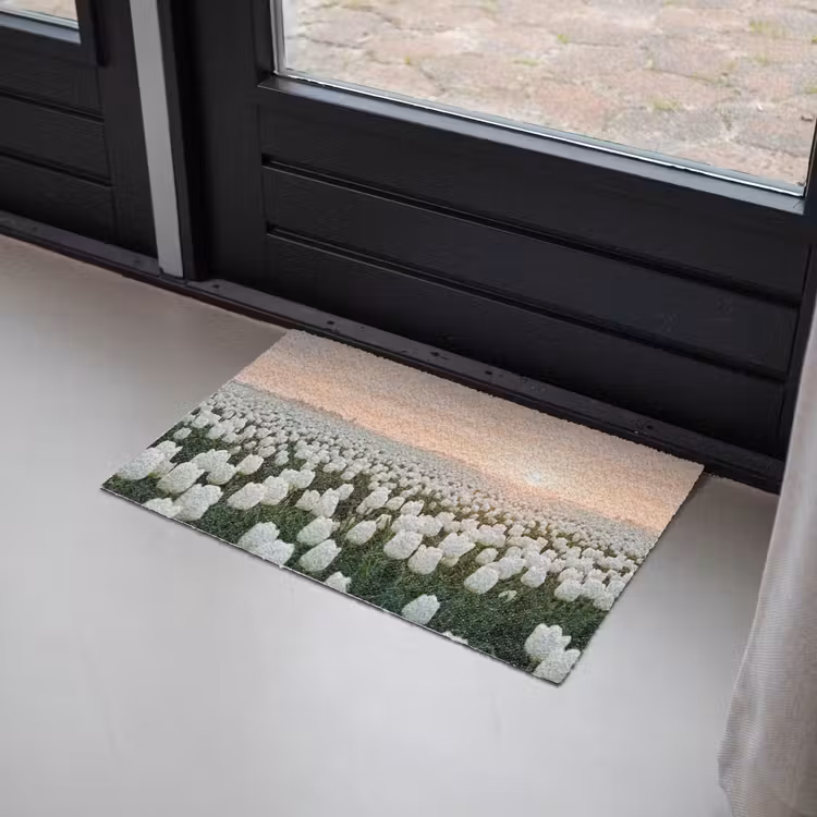 Deurmat - Tulpen - Landschap - Wit — 2