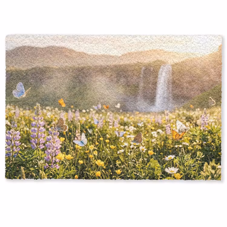 Deurmat - Vlinders - Waterval - Bloemenveld — 1
