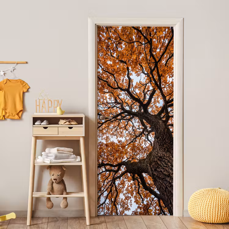 Deursticker - Boom - Bladerdak - Herfst - Oranje - Sfeervol — 6