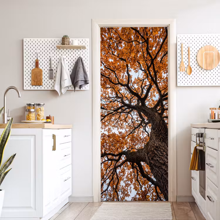 Deursticker - Boom - Bladerdak - Herfst - Oranje - Sfeervol — 7
