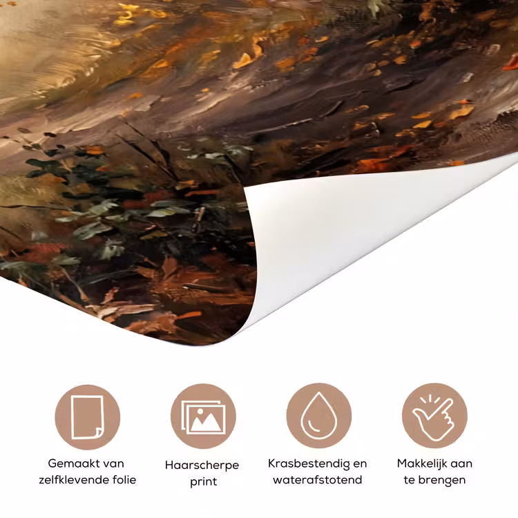 Deursticker - Bospad - Herfstbladeren - Natuur - Schilderachtig - Oranje — 3