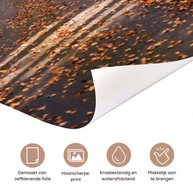 Deursticker - Bospad - Herfstbos - Bladeren - Oranje - Nostalgisch — 3