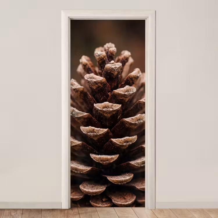 Deursticker - Dennenappel - Bos - Herfst - Bruin - Sfeervol — 1