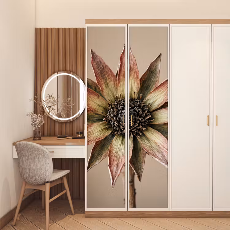 Deursticker - Droogbloem - Protea - Vintage - Beige - Rustiek — 5