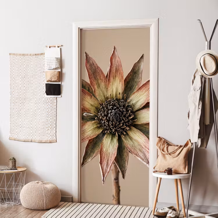 Deursticker - Droogbloem - Protea - Vintage - Beige - Rustiek — 8