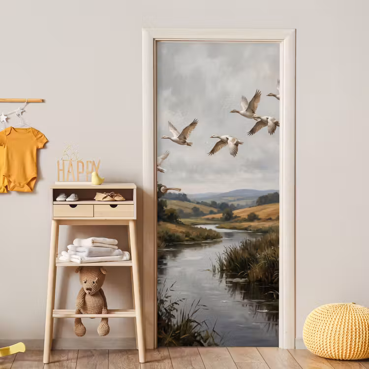 Deursticker - Eenden - Rivier - Landschap - Vlucht - Nostalgisch — 6