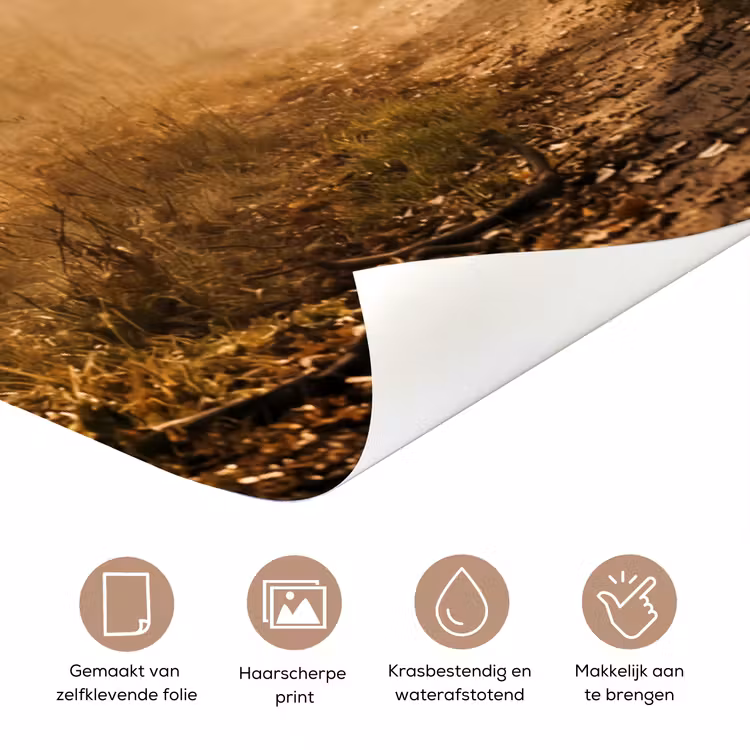 Deursticker - Hert - Bos - Mistig - Natuur - Goud — 3