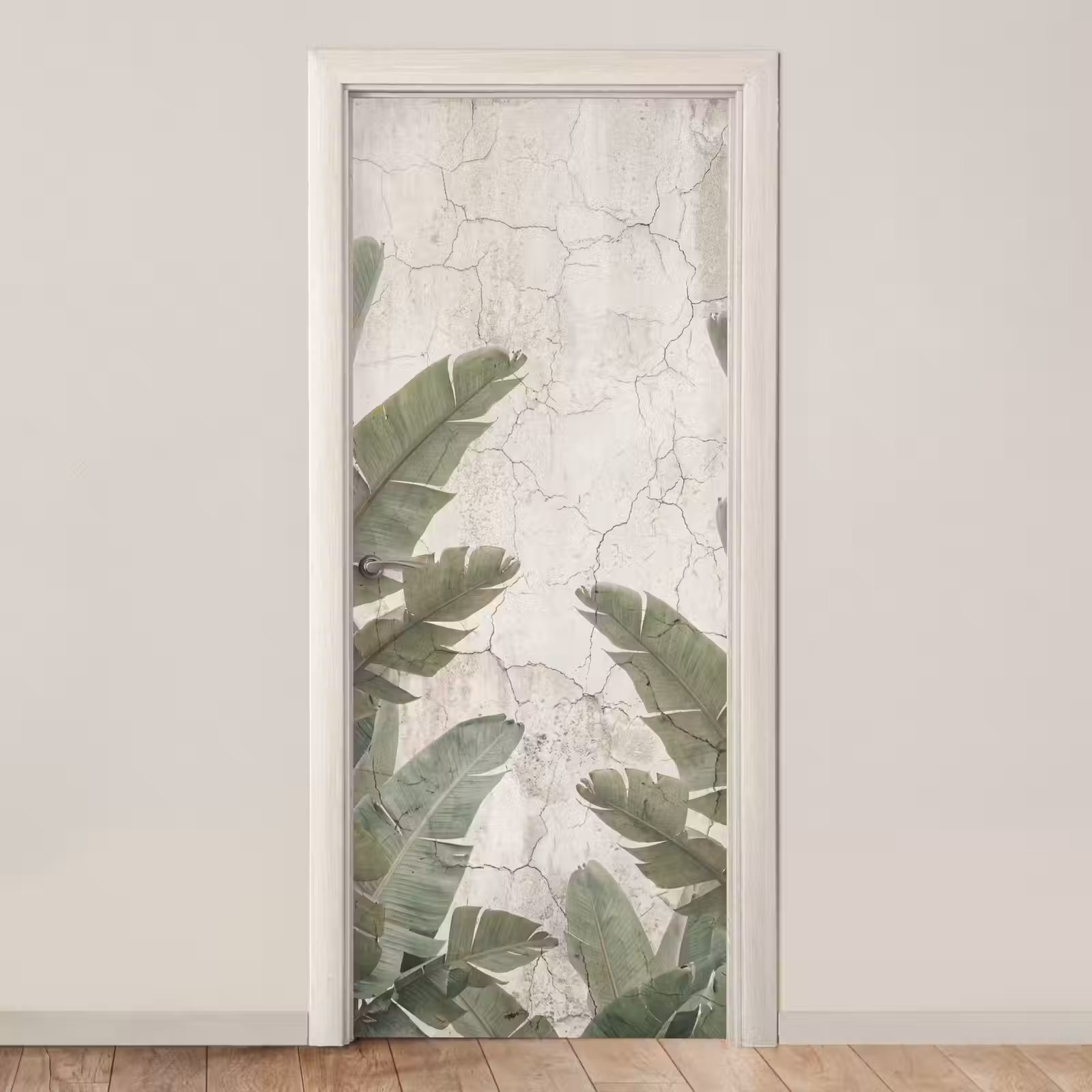 Deursticker - Bananenbladeren - Beton - Groen — 1