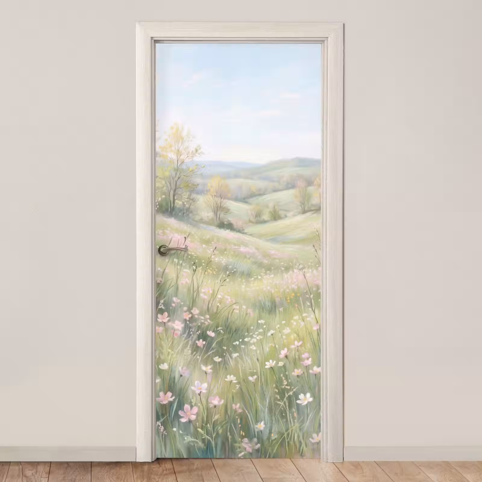 Deursticker - Bloemen veld - Bloemen - Groen — 1