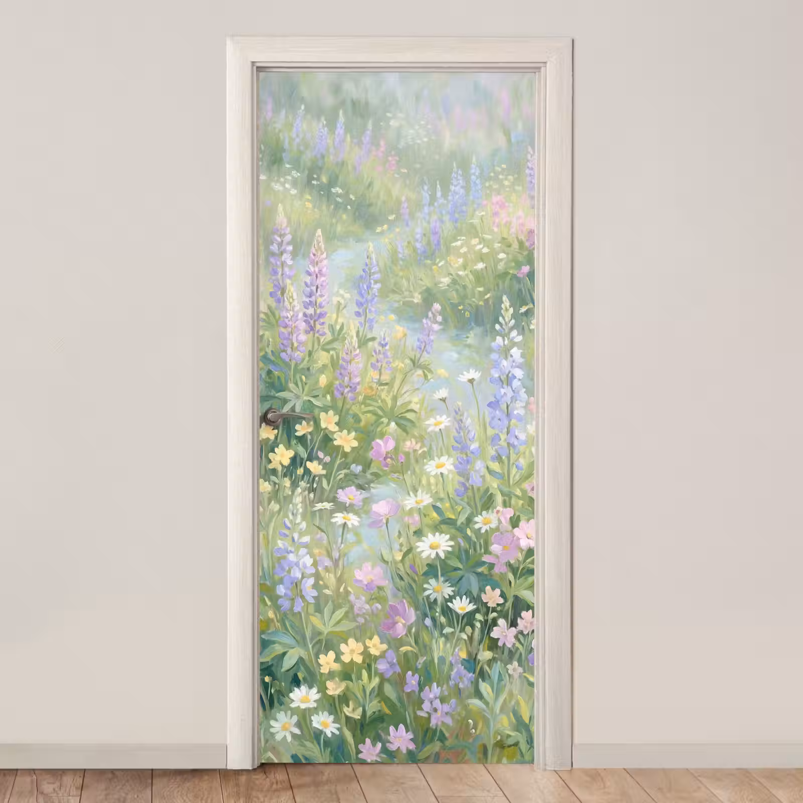 Deursticker - Bloemenveld - Heuvels - Kleurrijk — 1