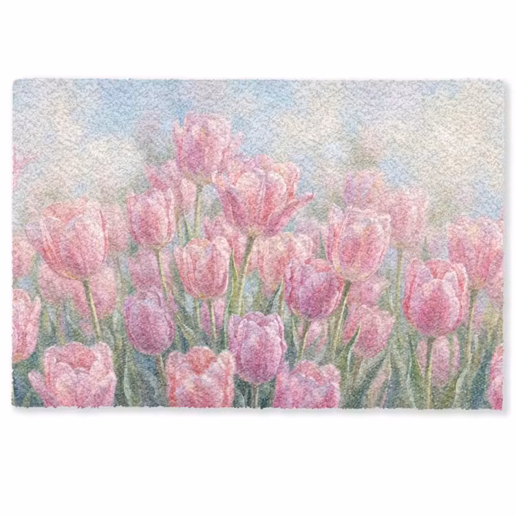 Deurmat - Tulpen - Veld - Lente - Roze — 1