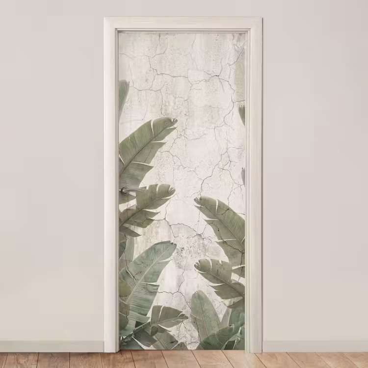 Deursticker - Bananenbladeren - Beton - Groen — 1