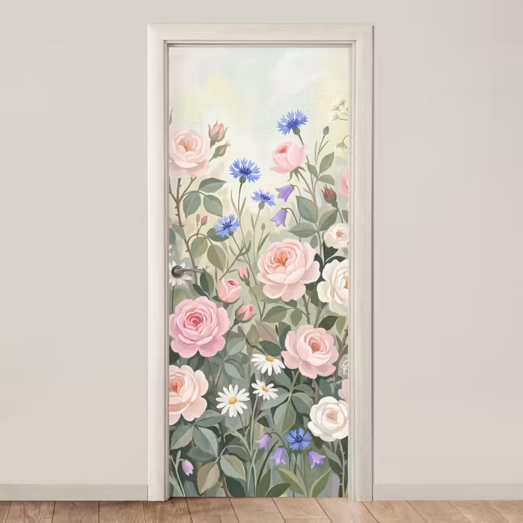 Deursticker - Bloemen - Tuin - Natuur - Kleurrijk — 1