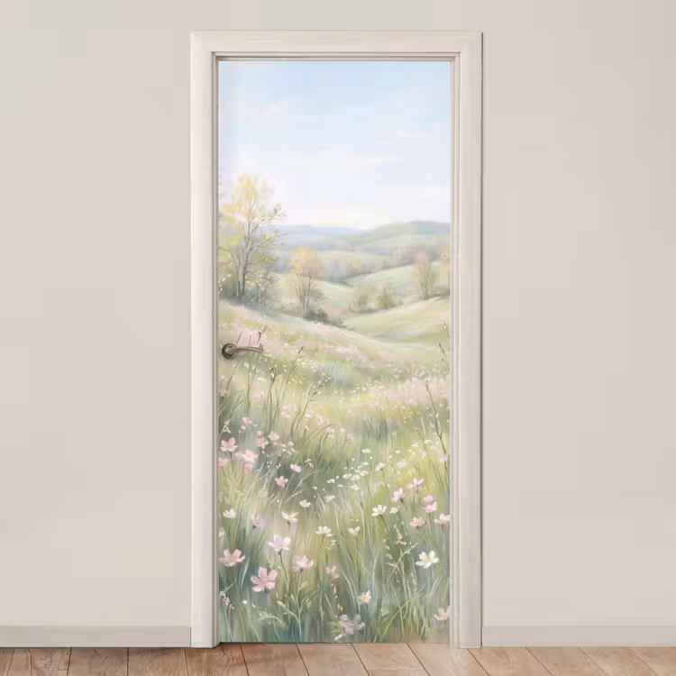 Deursticker - Bloemen veld - Bloemen - Groen — 1