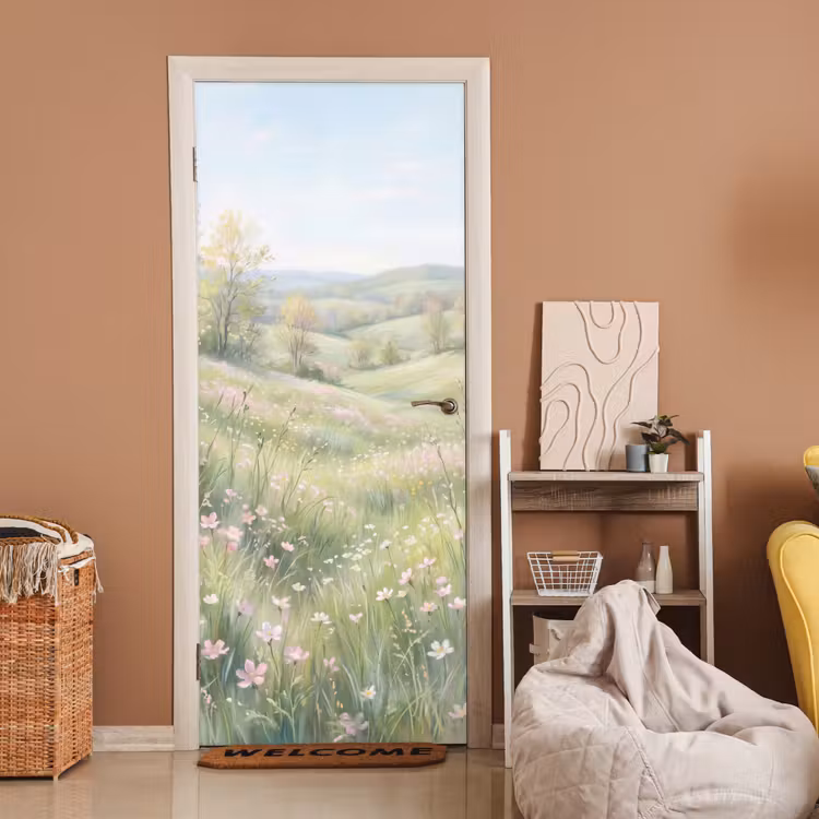 Deursticker - Bloemen veld - Bloemen - Groen — 2