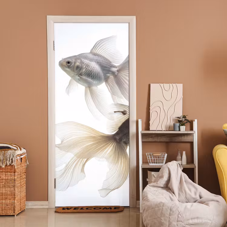 Deursticker - Goudvissen - Modern - Wit — 2