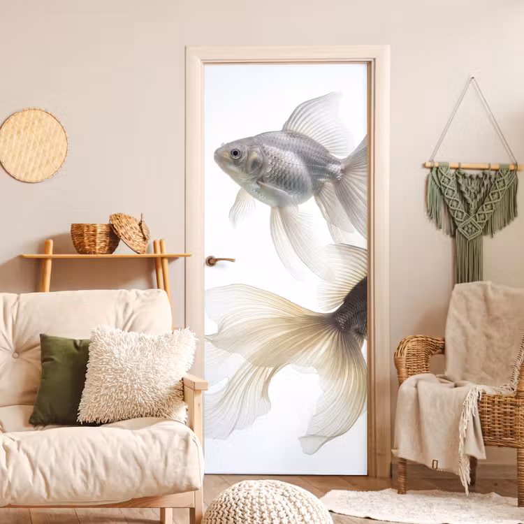 Deursticker - Goudvissen - Modern - Wit — 4