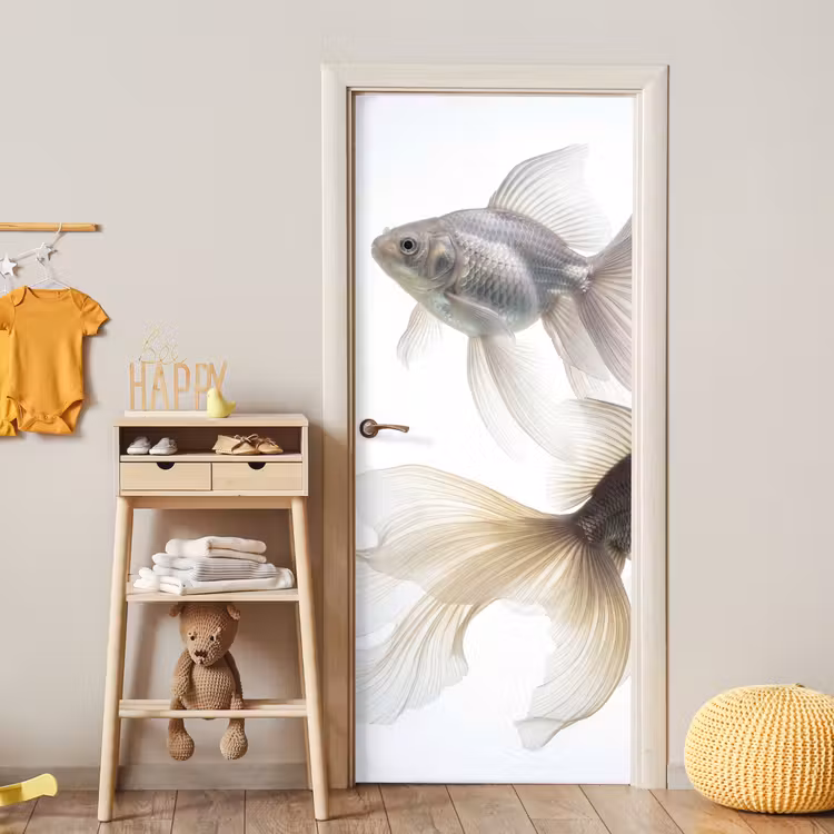 Deursticker - Goudvissen - Modern - Wit — 6