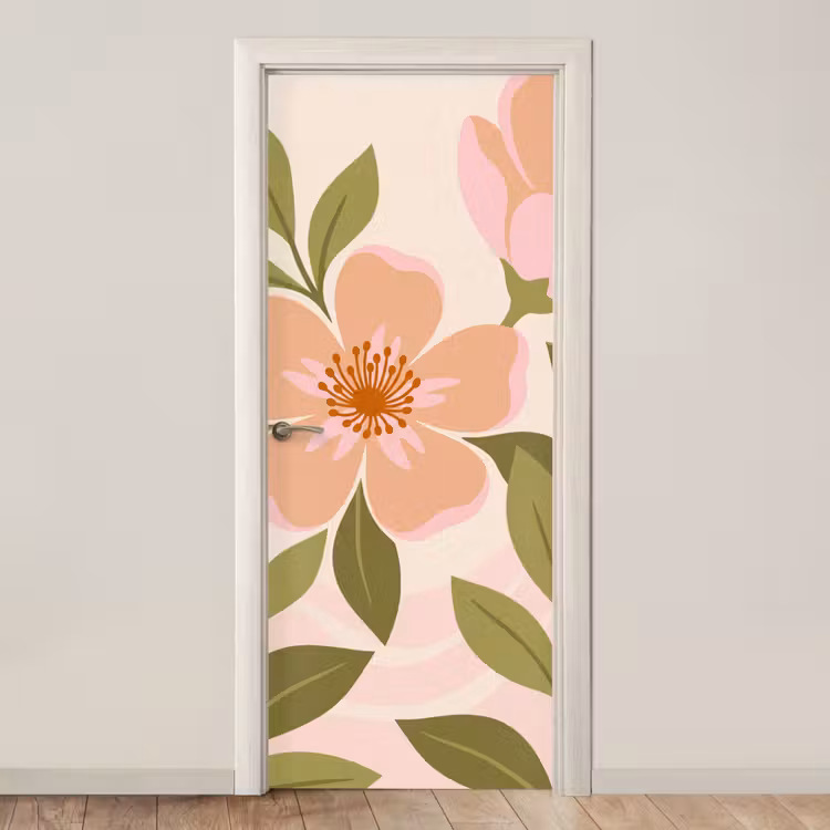 Deursticker - Grafisch - Bloemen - Roze — 1