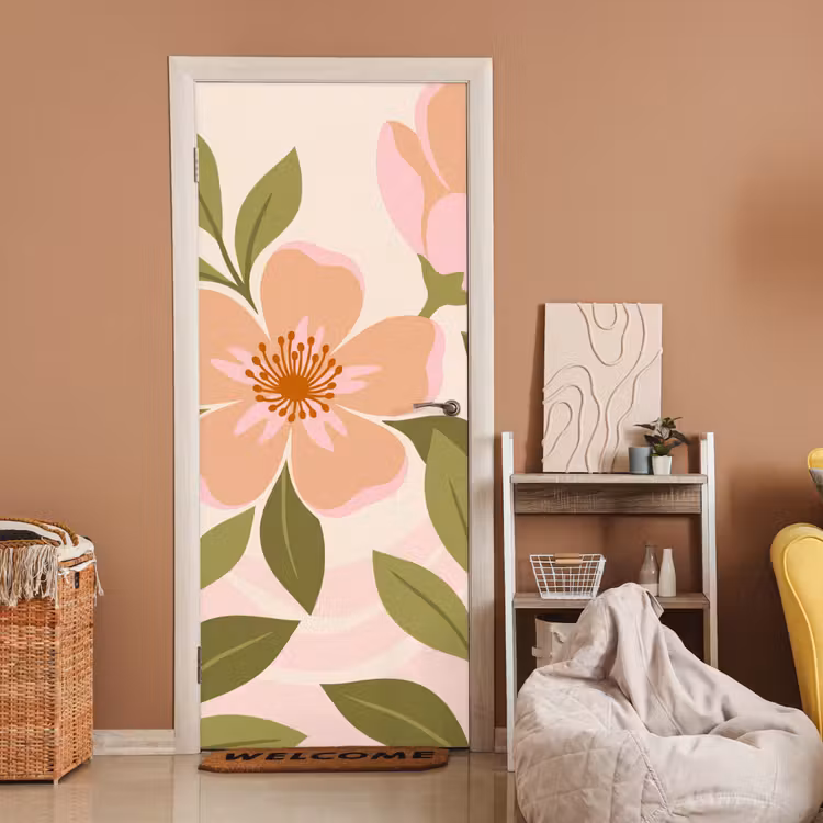 Deursticker - Grafisch - Bloemen - Roze — 2