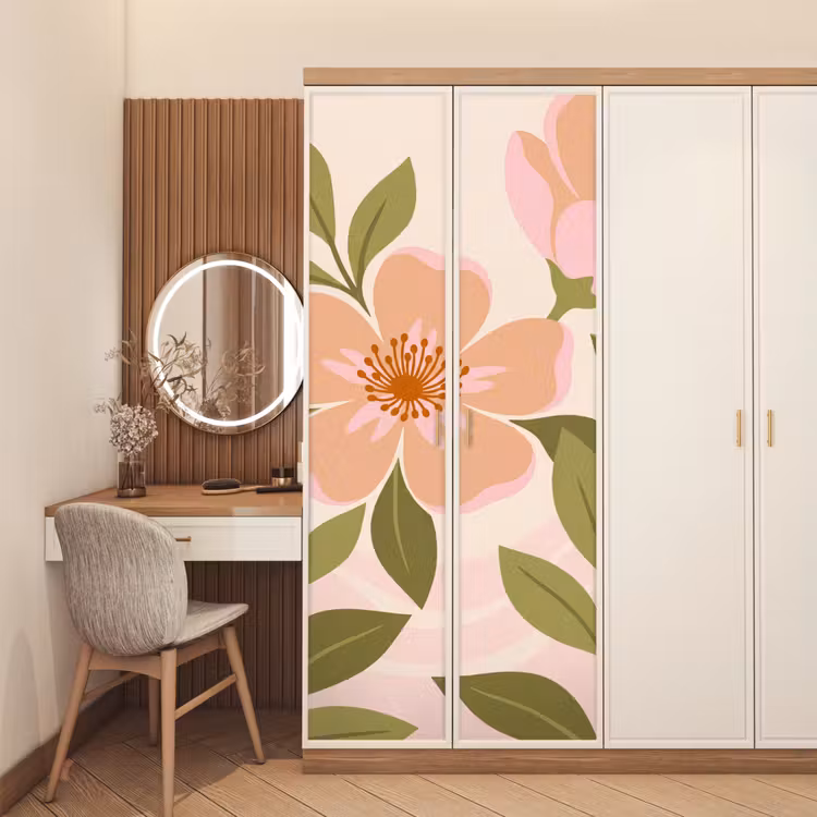 Deursticker - Grafisch - Bloemen - Roze — 5