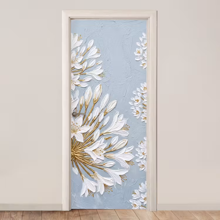 Deursticker - Illustratie - Bloemen - Blauw — 1