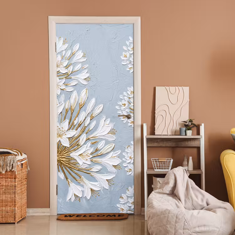 Deursticker - Illustratie - Bloemen - Blauw — 2