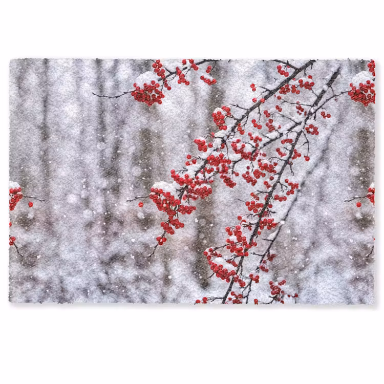 Deurmat - Bessen - Takken - Sneeuw - Winter - Kleurrijk — 1