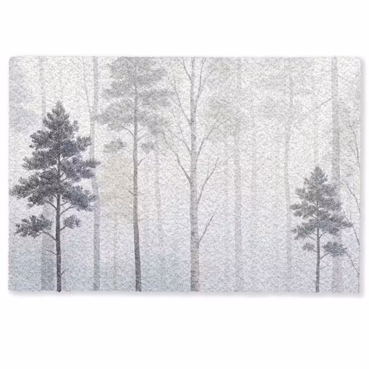 Deurmat - Bos - Bomen - Mist - Natuur - Illustratie - Grijs — 1